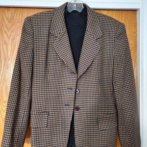 Wool Blazer Brown/Black Houndstooth